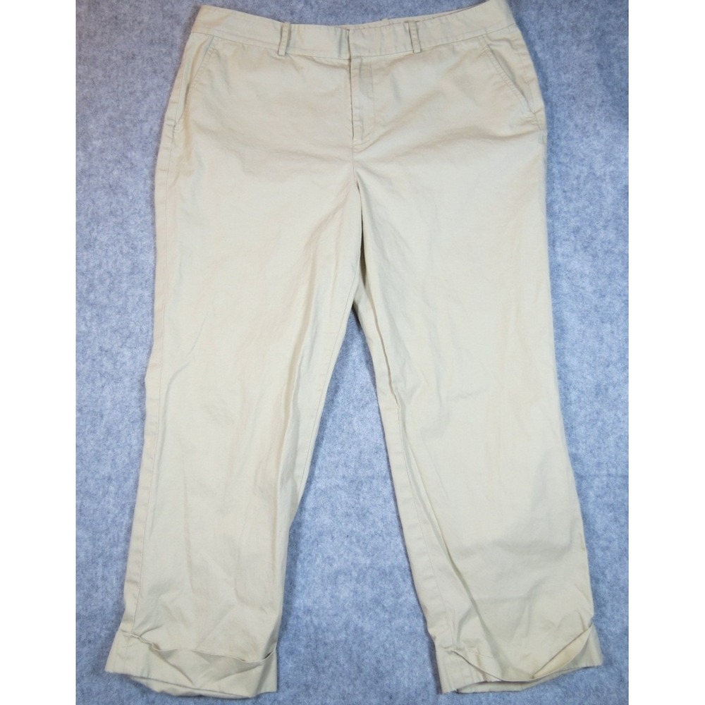 Lauren Ralph Lauren Womens Beige Straight Chino Capris Preppy Classic Sz 14